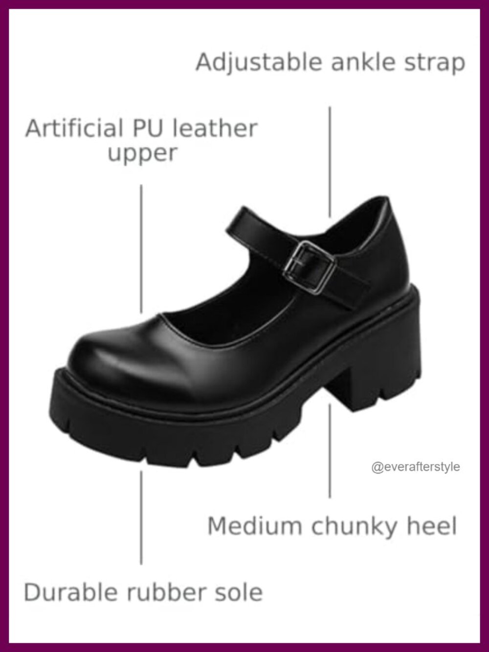 Women's Platform Mary Janes Chunky Heel Ankle Strap Uniform Dress Shoes Gothic - Picture 2 of 6